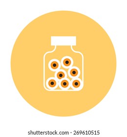 Halloween eyeballs in jar flat icon ,vector