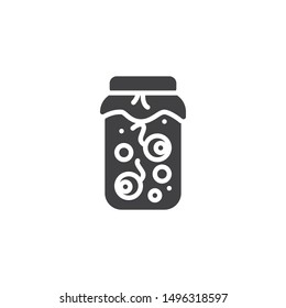 Halloween eyeballs jar vector icon. filled flat sign for mobile concept and web design. Human eyeballs in glass jar glyph icon. Symbol, logo illustration. Vector graphics