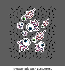 Halloween eyes cartoon on background.Vector illustration.
