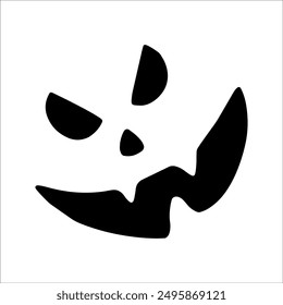 Halloween face emotion, vector illustration isolated, single element. Face image pumpkin cut out, monster face, scary emotion, sinister. Print for t-shirts or backgrounds, wallpapers, pictures, etc..