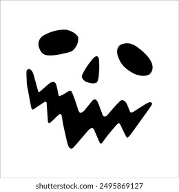 Halloween face emotion, vector illustration isolated, single element. Face image pumpkin cut out, monster face, scary emotion, sinister. Print for t-shirts or backgrounds, wallpapers, pictures, etc..