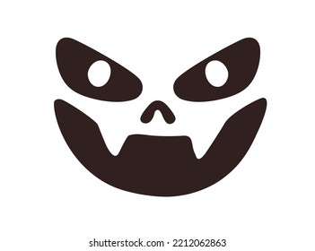 Halloween face with evil smile, laughing. Horror creepy spooky character stencil with happy emotion, scary laughter fo pumpkin decoration. Flat vector illustration isolated on white background