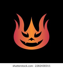 Halloween face fire scary simple logo