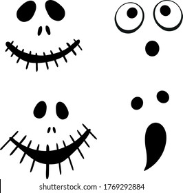 Halloween face, flat, vector illustration