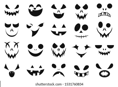 Halloween Face Icon Set Spooky Pumpkin Stock Vector (Royalty Free ...