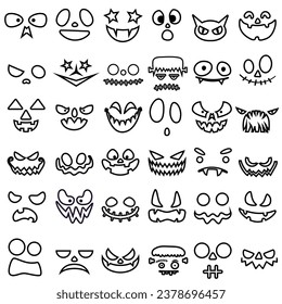 Halloween Face icon vector set. Scary face illustration sign collection. Pumpkin face symbol or logo.