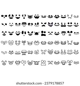 Halloween Face icon vector set. Scary face illustration sign collection. Pumpkin face symbol or logo.