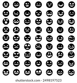 Conjunto de Vector de icono de cara de Halloween. Colección de signo de ilustración de cara de miedo. Símbolo de la cara divertida. Logo de la cara de calabaza.