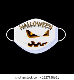 Halloween face mask Realistic fabric face mask concept  Vector
