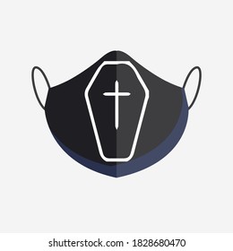 Halloween face mask white background vector 