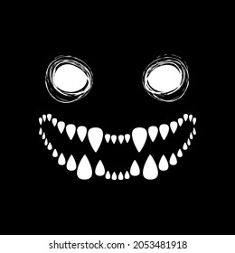 Halloween. The face of the monster on a black background. Skeleton with sharp teeth