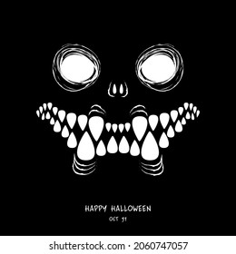 Halloween. The face of the monster on a black background. 