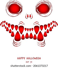 Halloween. La cara del monstruo. Skeleton con dientes afilados