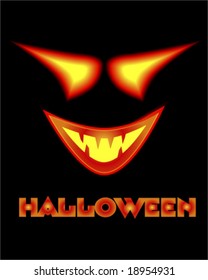 Halloween face on black background