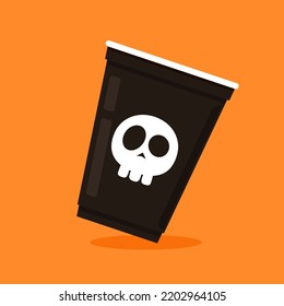 Cara de Halloween en taza de plástico. La copa de fiesta aislada. fondo, ilustración vectorial. Vector de taza de cerveza de Halloween. Pong de cerveza. Cara de Halloween en taza de plástico.