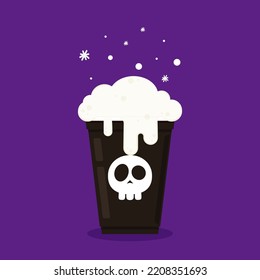 Halloween face on plastic cup. Party cup isolated. background, vector illustration. Halloween beer cup vector. Beer pong. Halloween face on plastic cup.