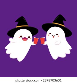 Cara de Halloween en taza de plástico. La copa de fiesta aislada. fondo, ilustración vectorial. Vector de taza de cerveza de Halloween. Pong de cerveza. Cara de Halloween en taza de plástico. Cute vector de dibujos animados fantasma.