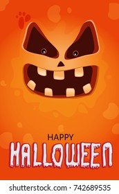 Halloween face pumpkin poster background. Vector illustration