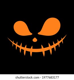 Halloween face. Scary smiley faces, Mouth with stitch is sewn shut on black background. Flat design of ghost, monster, joker, evil. Halloween concept. Vector illustration.