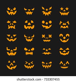 Halloween face set. Color flat design symbol collection. Logo concept for web, infographic, print, card, office, business style, banner, sticker, badge. Sign isolated on white vector illustration