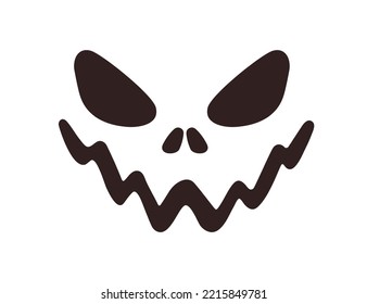 Halloween se enfrenta a la silueta de la silueta con una sonrisa malvada y espeluznante. Monstruo del horror para la linterna tallando para aterradoras espeluznantes vacaciones de octubre. Ilustración vectorial plana aislada en fondo blanco