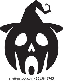 Halloween face silhouette vector art illustration