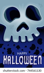 Halloween face skull poster background. Vector illustration