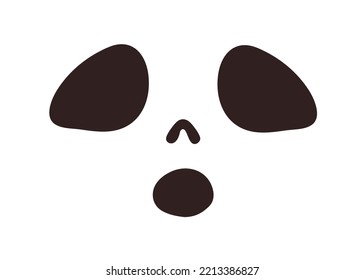 Halloween face stencil with scared frightened shocked expression. Spooky character silhouette with afraid surprised emotion. Scary creepy ghoul. Flat vector illustration isolated on white background