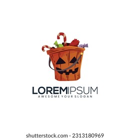 Halloween faces basket logos design vector template. Dangerous Poison, Virus Technology Bugs logotype concept Helloween face basket symbol icon.