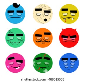 Halloween faces emoji vector monsters 