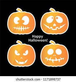 Halloween; Faces pumpkins; Icons pumpkins with different emotions. Autumn holidays. Vector illustration EPS10