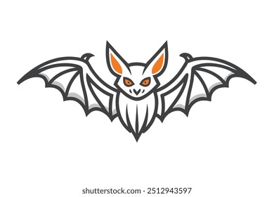 Halloween fairy bat line art vector illustration on white background