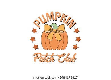 Halloween Fall, Pumpkin Coquette Bow EPS T-shirt Design