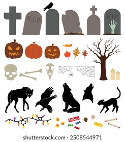 Halloween, fall themed illustration pack, trick or treat