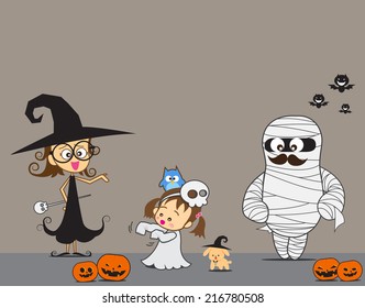 Halloween Family dress for party, vector illustration cartoon