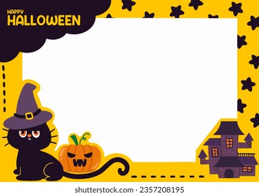 Halloween Fancy Frame Border Cat Skull Jack O' Lantern 