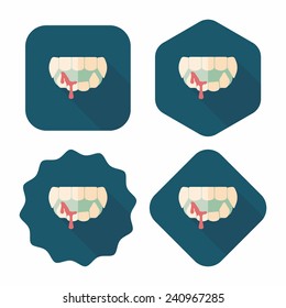 Halloween fangs flat icon with long shadow,eps10