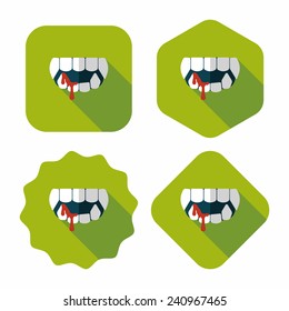 Halloween fangs flat icon with long shadow,eps10