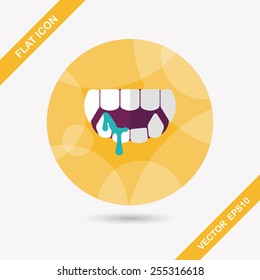 Halloween fangs flat icon with long shadow,eps10