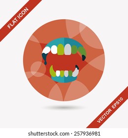 Halloween fangs flat icon with long shadow,eps10