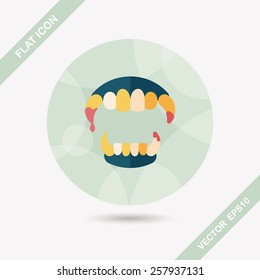 Halloween fangs flat icon with long shadow,eps10