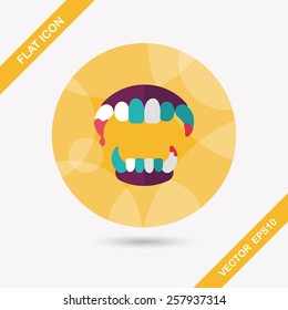 Halloween fangs flat icon with long shadow,eps10