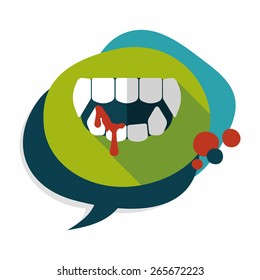 Halloween fangs flat icon with long shadow,eps10