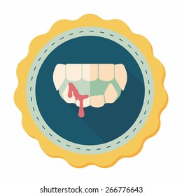Halloween fangs flat icon with long shadow,eps10