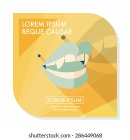 Halloween fangs flat icon with long shadow,eps10