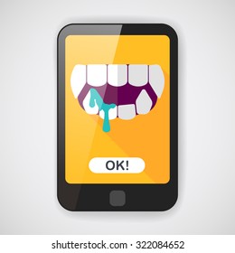 Halloween fangs flat icon with long shadow,eps10