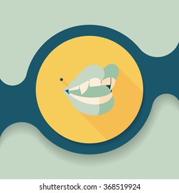 Halloween fangs flat icon with long shadow,eps10