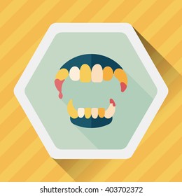 Halloween fangs flat icon with long shadow,eps10
