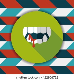 Halloween fangs flat icon with long shadow,eps10