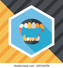 Halloween fangs flat icon with long shadow,eps10